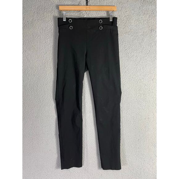 89th + Madison Black Ponte Pull-On Skinny Pants Women M Grommet Waist Workwear - Picture 3 of 10